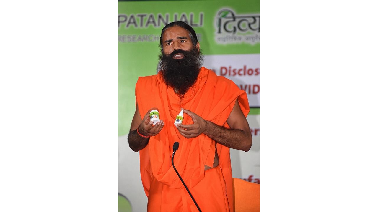 Ramdev had introduced Ayurveda-based Coronil on June 23 last year, when the pandemic was at its peak. Credit: PTI File Photo