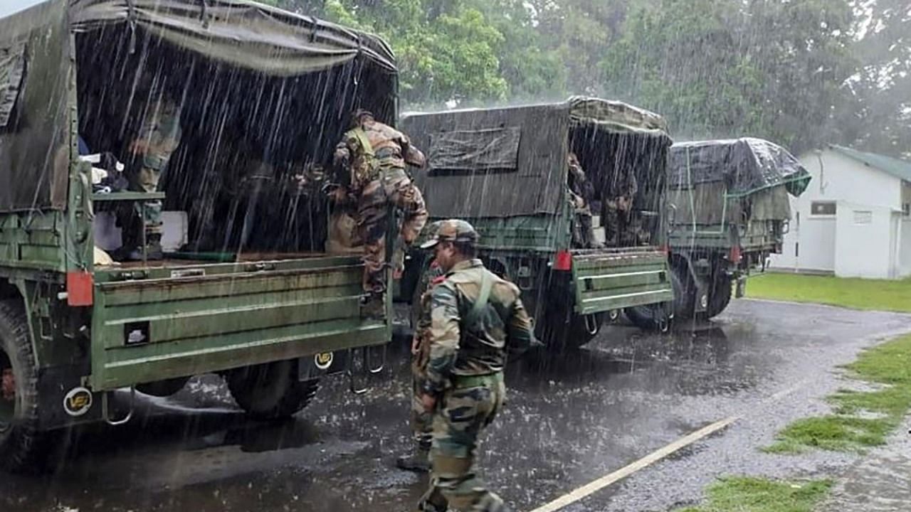 Indian Army Eastern Command deploys a total of seventeen integrated Cyclone Rescue and Relief Columns, comprising specialised personnel with associated equipment and inflatable boats. Credit: PTI Photo