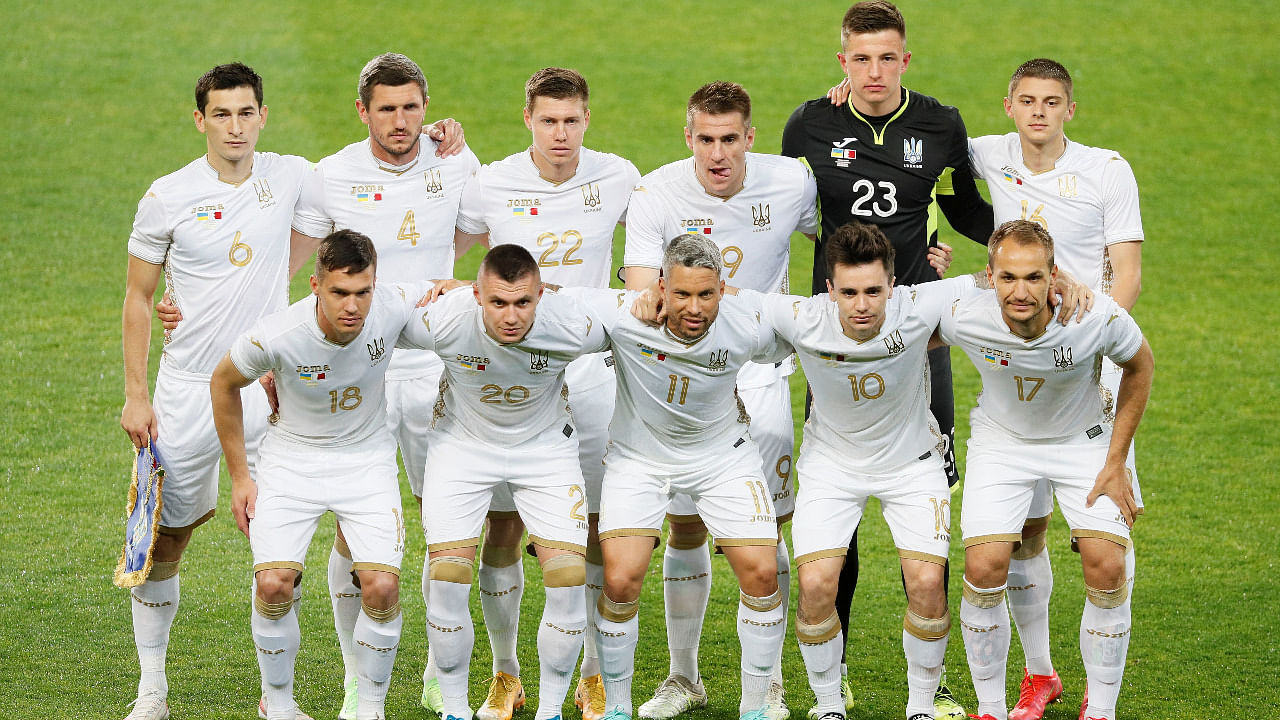 Ukraine players pose for a team group photo before a match. Credit: Reuters File Photo