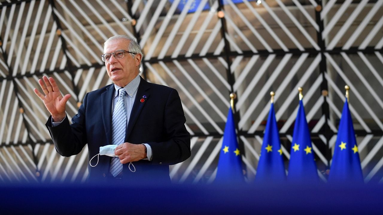 European Union foreign policy chief Josep Borrell speaks before an EU defence ministers meeting in Brussels, Belgium May 6, 2021. Credit: Reuters File Photo