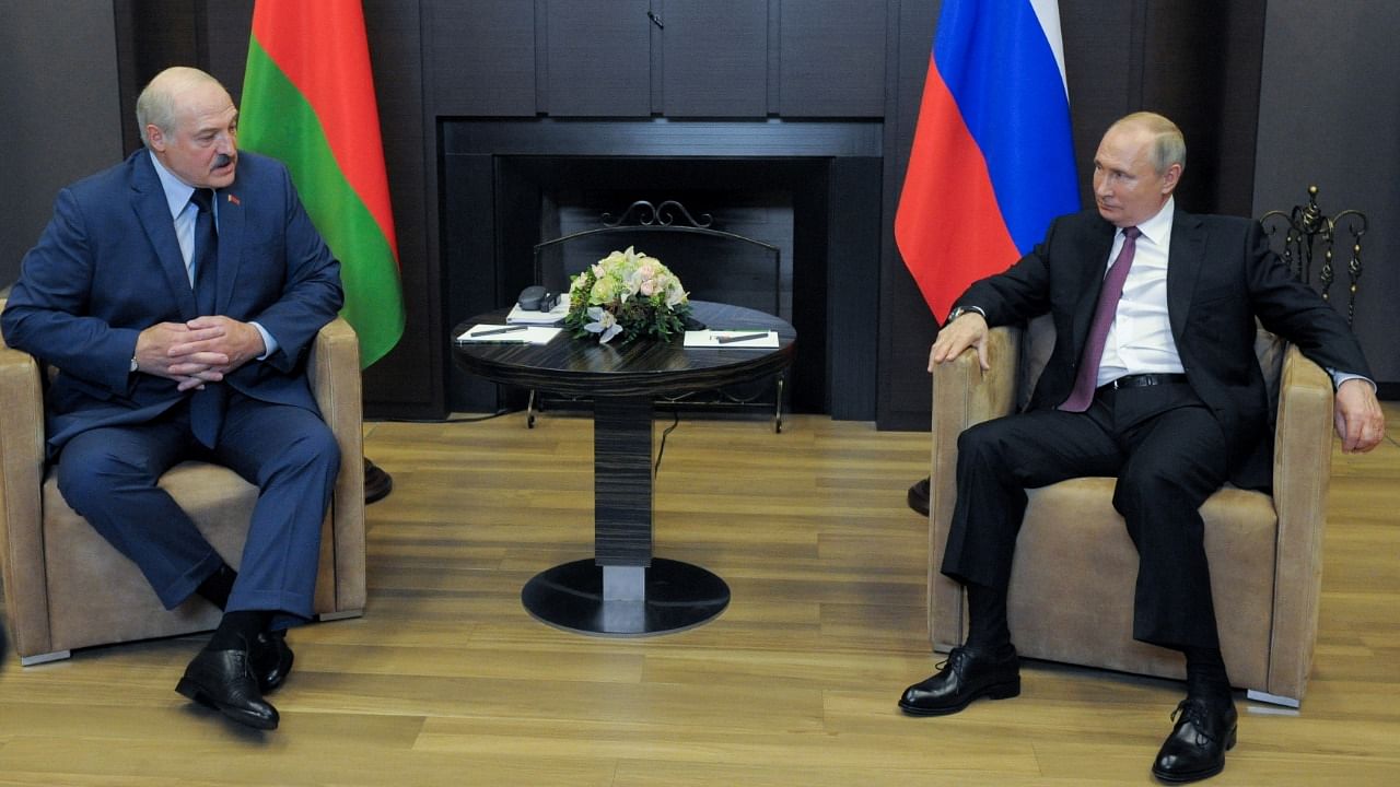 Russian President Vladimir Putin meets with his Belarusian counterpart Alexander Lukashenko in Sochi, Russia. Credit: Reuters Photo