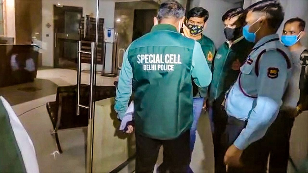  A team of Delhi Police's Special Cell visits the Twitter India's Lado Sarai office in connection with the probe into the alleged ''Covid toolkit'' matter, in New Delhi. Credit: PTI file photo
