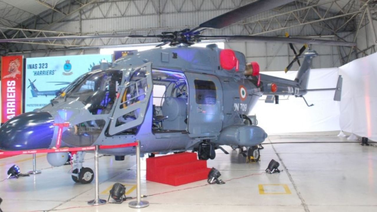 A Medical Intensive Care Unit (MICU) has been installed onboard ALH Mk III from INAS 323 at INS Hansa in Goa by Hindustan Aeronautics Limited (HAL). Credit: indiannavy.nic.in