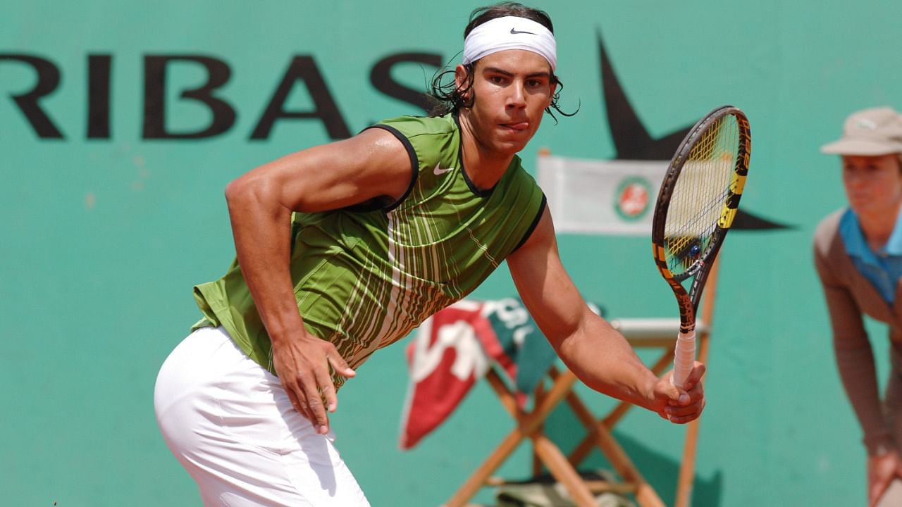 Rafael Nadal’s first-round victory over Lars Burgsmüller in 2005. Credit: Twitter/@rolandgarros