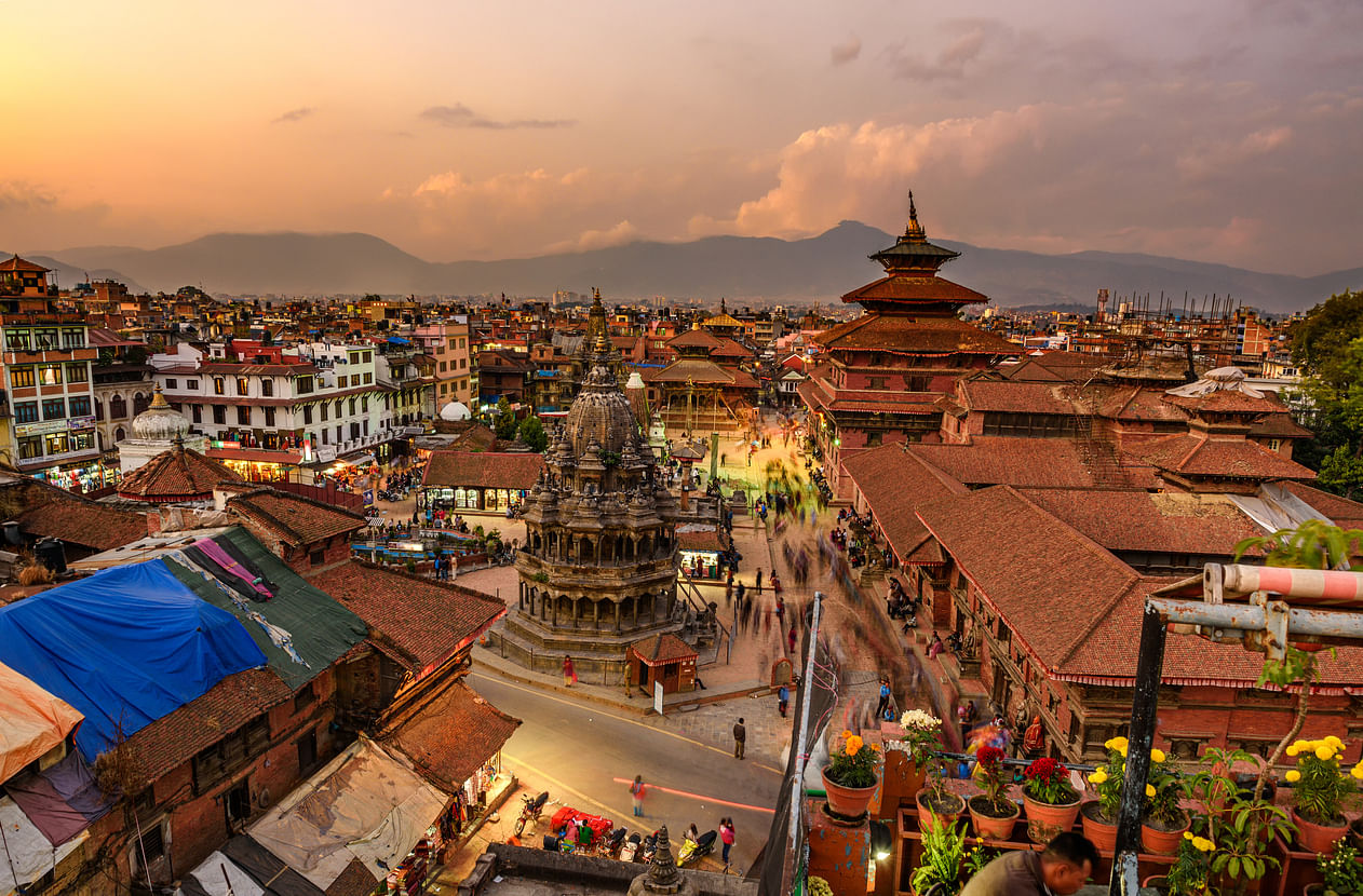 Sunset over Patan Durbar Square in Kathmandu, Nepal. Credit: iStock Photo