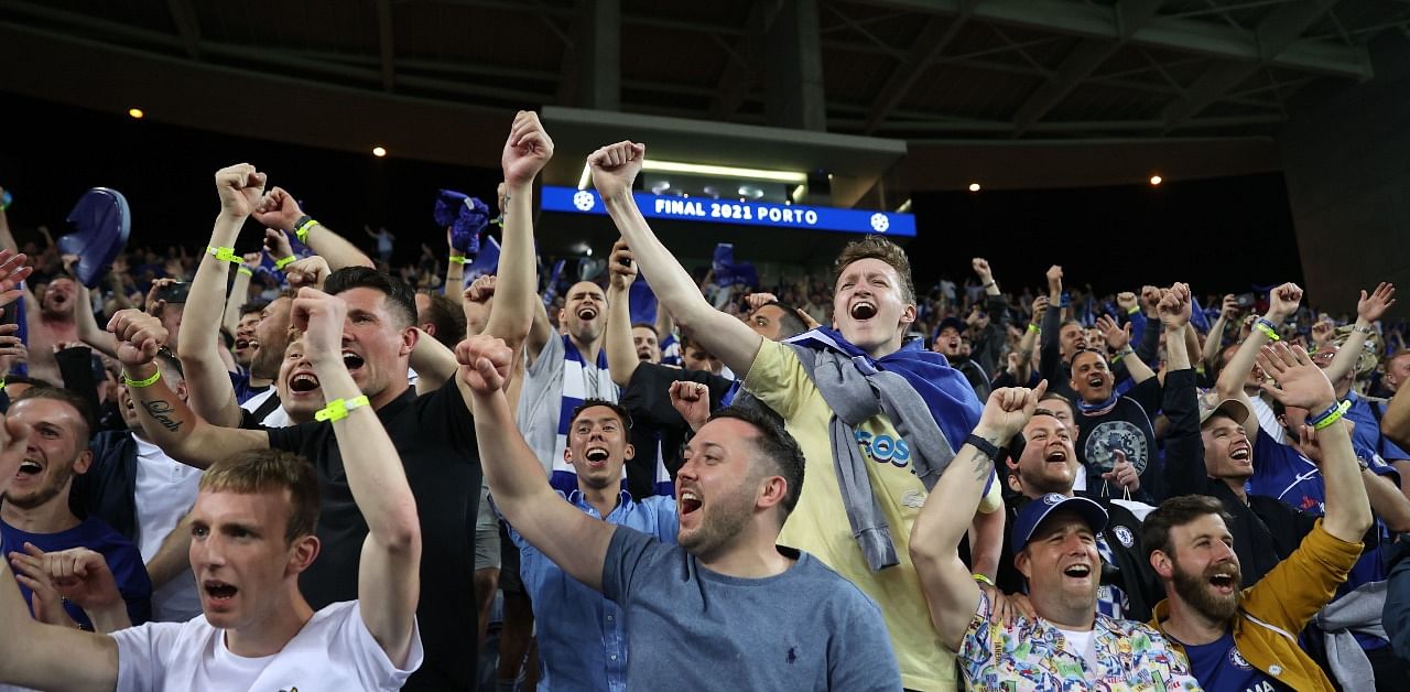 Chelsea fans celebrate after winning the Champions League. Credit: Reuters Photo