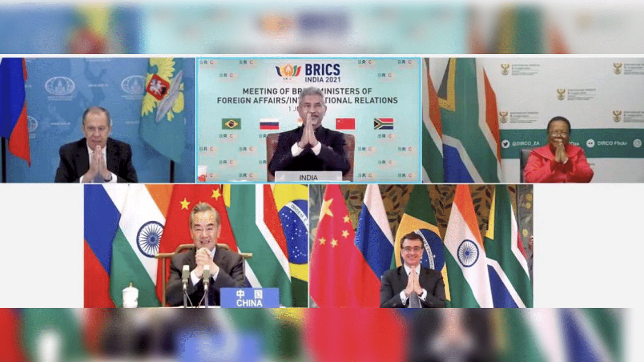  External Affairs Minister S Jaishankar at BRICS 2021 Foreign Ministers' meeting. Credit: PTI Photo
