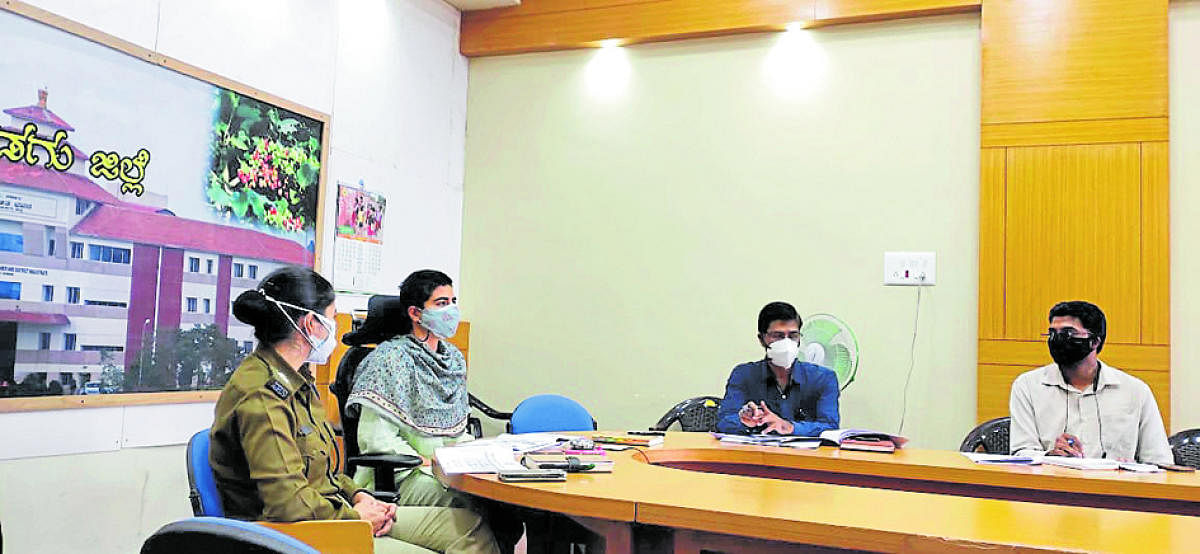 Deputy Commissioner Charulata Somal speaks during a video conference meeting with Revenue Minister R Ashoka.