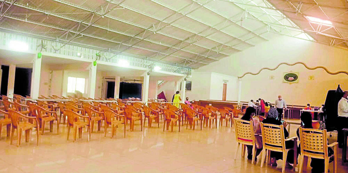 The vaccination centre in Kushalnagar wears a deserted look.