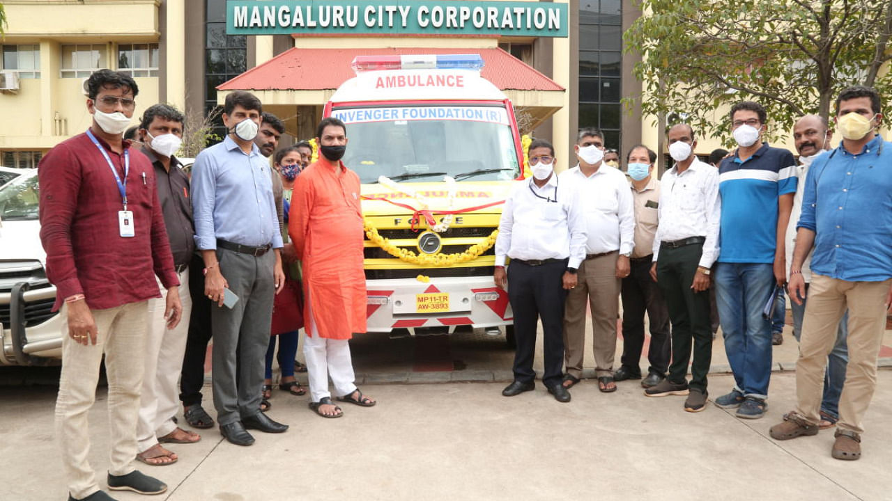 Invenger Technologies Pvt Ltd dedicated a free ambulance service in Mangaluru. Credit: Special Arrangement