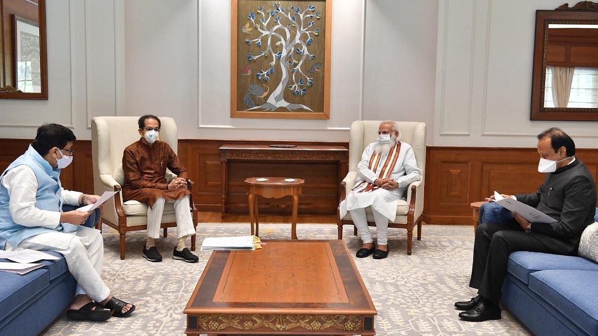 Modi meets Uddhav Thackeray, others from the MVA government. Credit: PMO