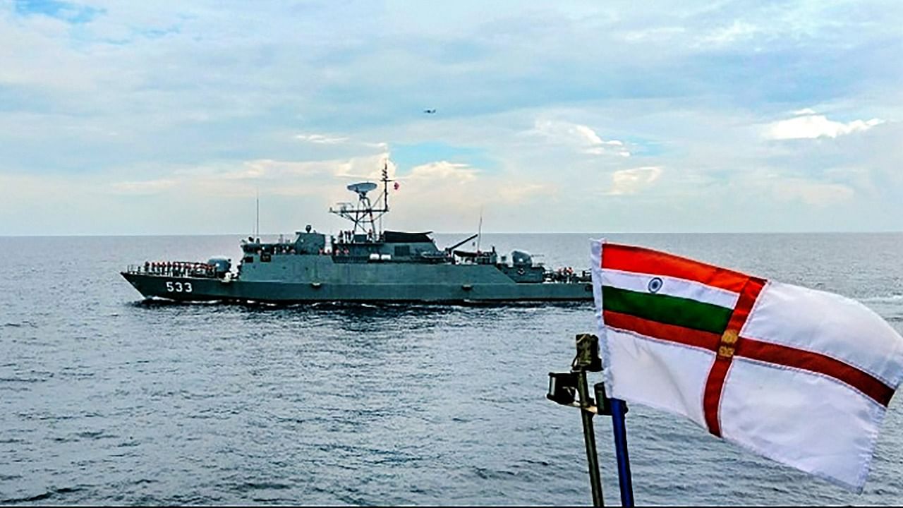 Indian Naval Ship (INS) Saryu and Thailand Ship (HTMS) Krabi. Credit: PTI Photo