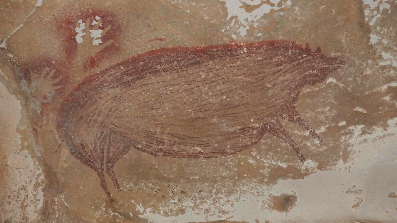 The painting is dated to nearly 44,000 years ago. Credit: AFP Photo