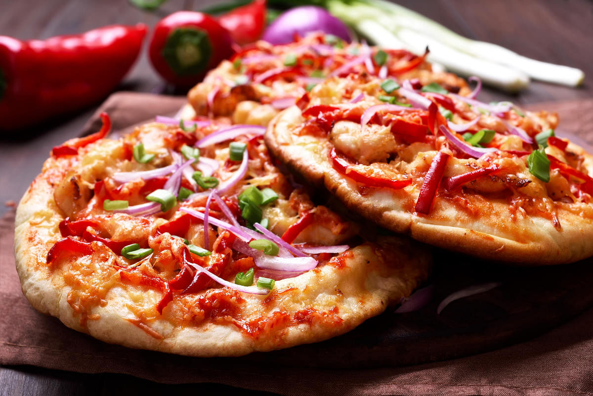 Indian naan pizza