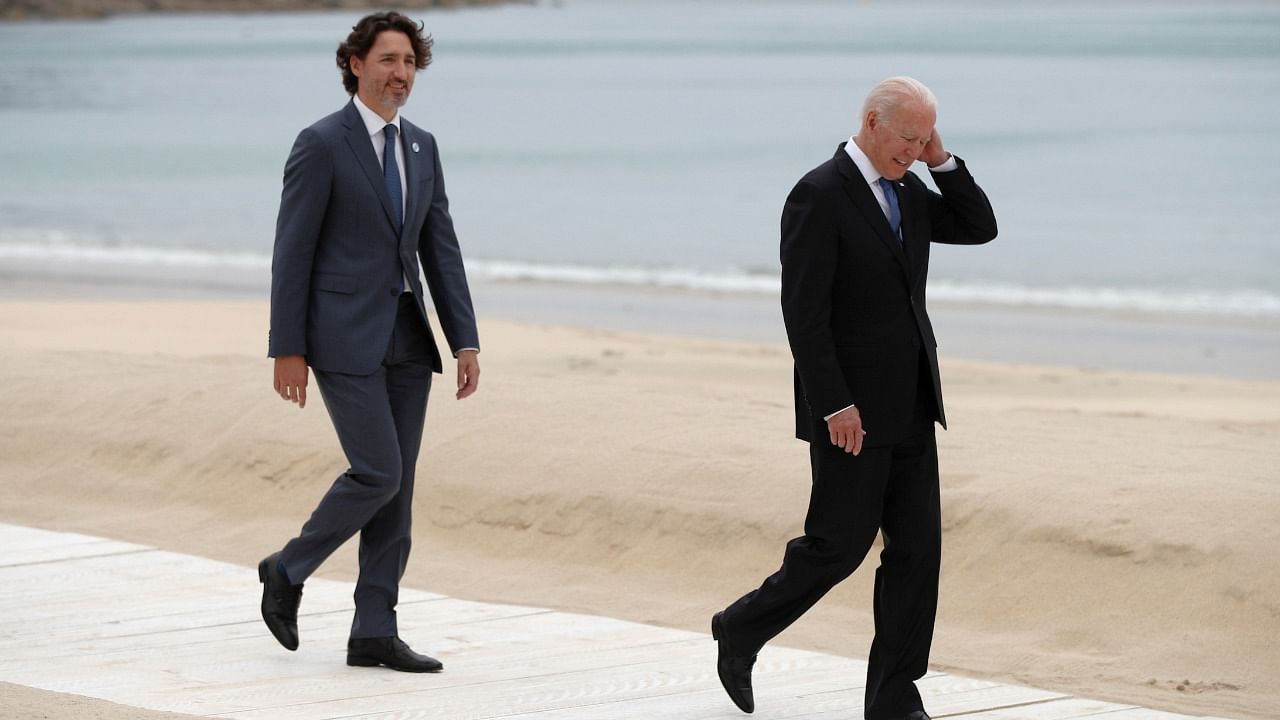 Canadian Prime Minister Justin Trudeau and US President Joe Biden. Credit: Reuters Photo