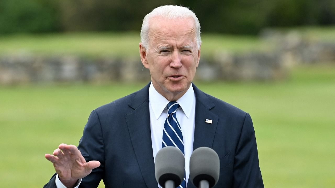 Biden delivers a speech ahead of the G7 summit. Credit: AFP Photo