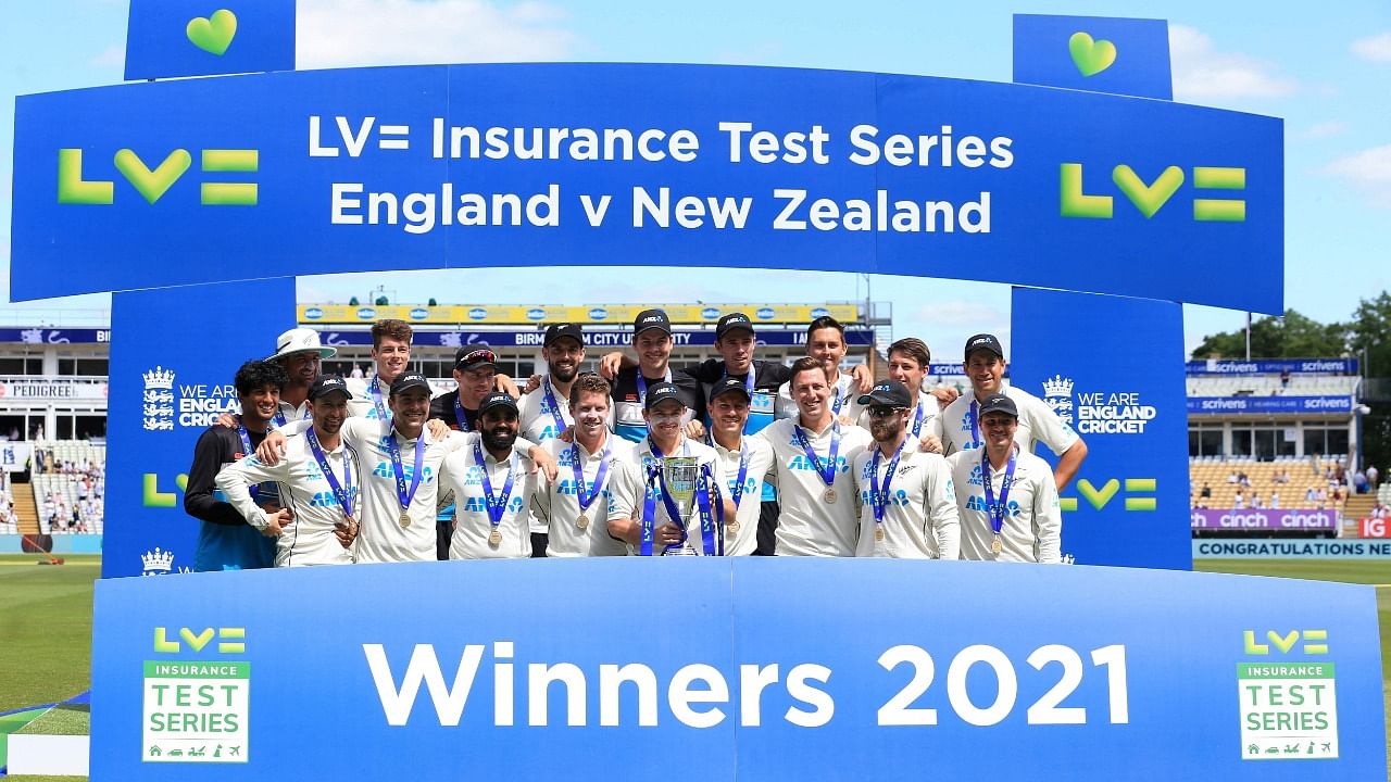 The Kiwis beat England by eight wickets to win the two-match Test series 1-0. Credit: AFP Photo