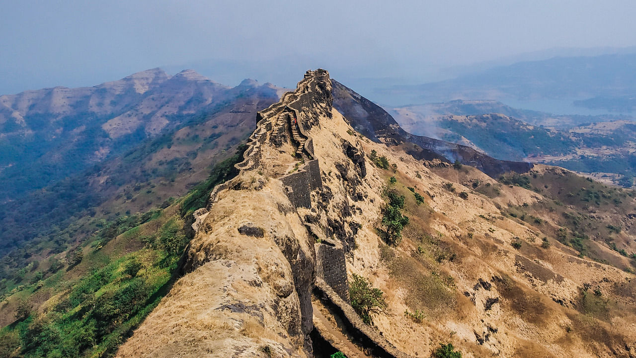 Rajgad Fort, an ancient and popular fort built as the main fort for Chhattrapathi Shivaji before his move to the Raigad Fort. Credit: iStockPhoto