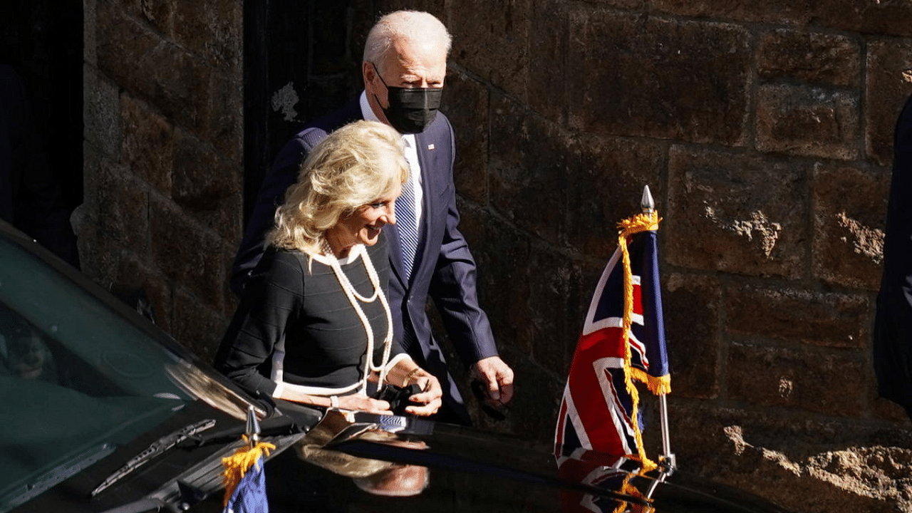 US President Joe Biden and US first lady Jill Biden leave after attending church. Credit: Reuters Photo