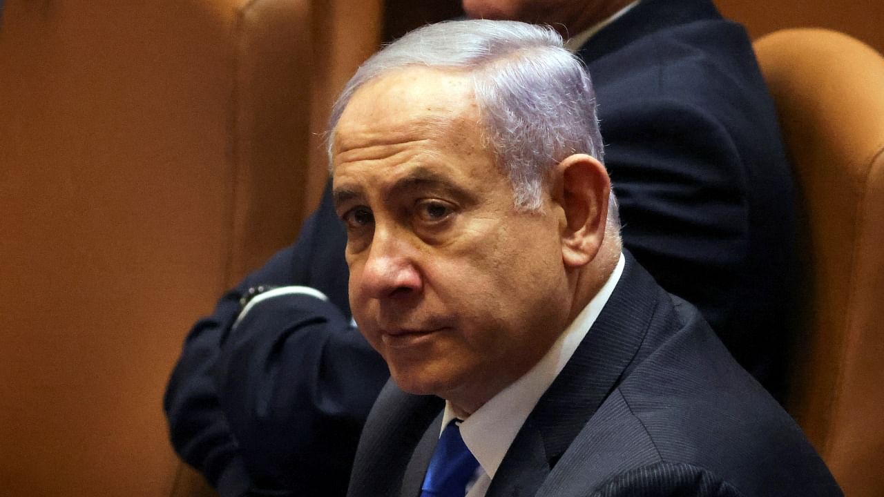 Former Israeli Prime Minister Benjamin Netanyahu looks on during a special session of the Knesset, Israel's parliament. Credit: Reuters Photo