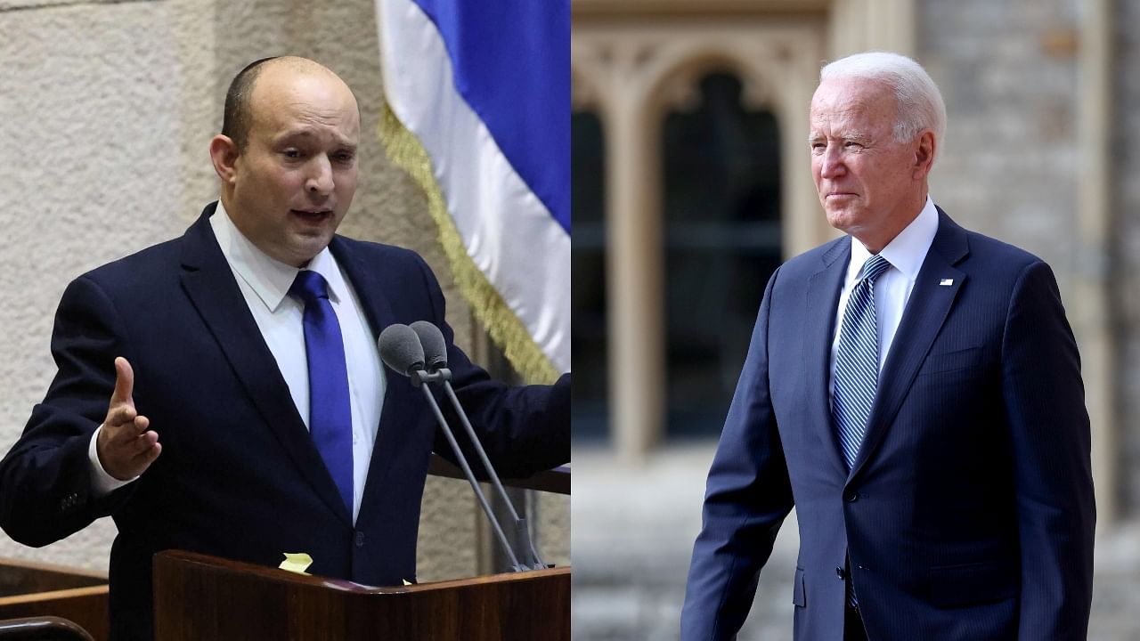 Israel PM Naftali Bennett and US President Joe Biden. Credit: AFP, Reuters Photos