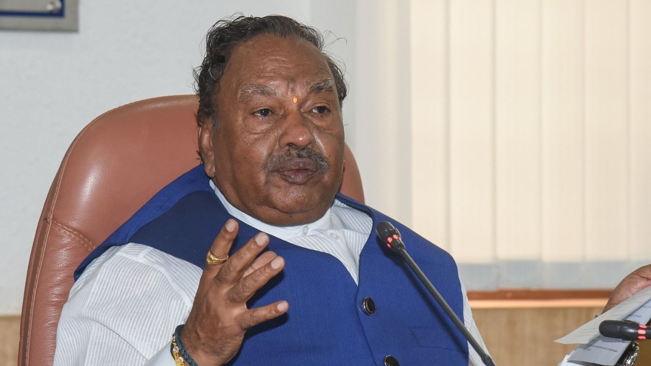 Rural Development and Panchayat Raj Minister K S Eshwarappa. Credit: DH File Photo