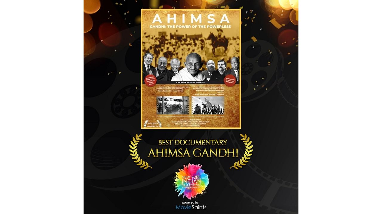 Ahimsa Gandhi won the Best Documentary award. Credit: Twitter Photo/@nyindianff