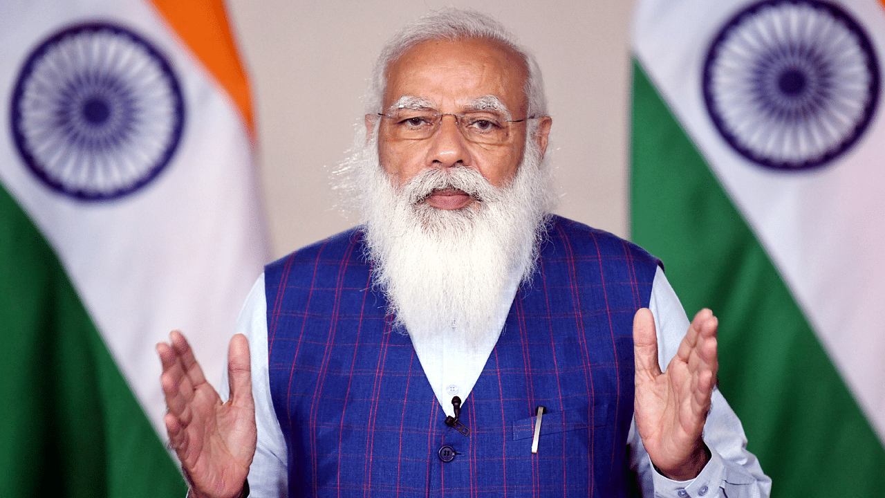 Modi asserted that land degradation affects over two-thirds of the world today. Credit: PTI Photo