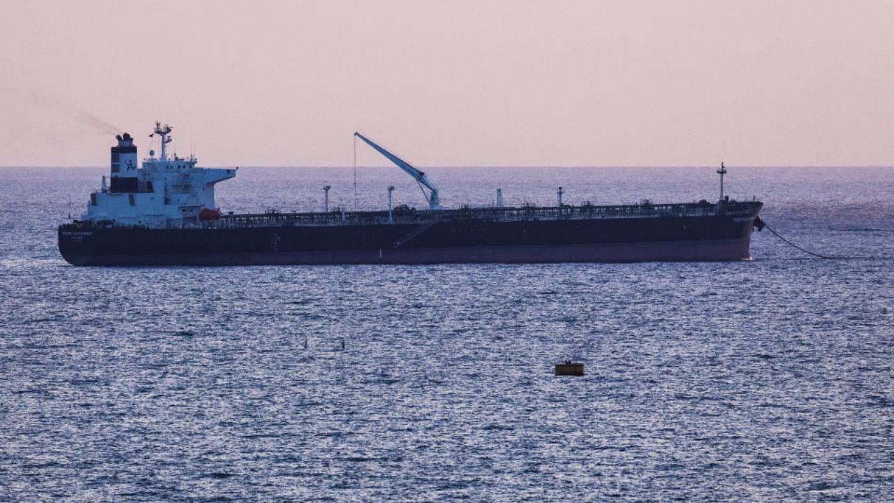 An oil tanker docks in the Mediterranean Sea near the oil port of Europe Asia Pipeline Company (EAPC), as seen from Ashkelon, Israel June 10, 2021. Credit: Reuters Photo