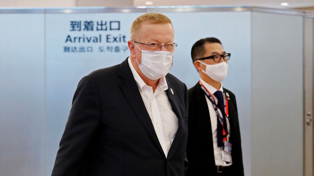 International Olympic Committee (IOC) Vice President and Tokyo 2020 Olympic Games Coordination Commission Chairman John Coates arrives at Haneda Airport in Tokyo. Credit: Reuters photo