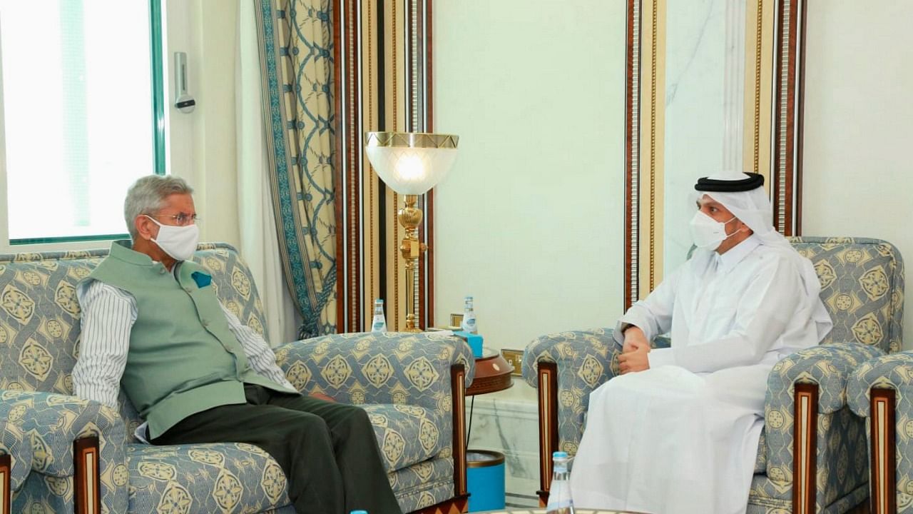 Jaishankar met Mohammed, who is also Qatar's Deputy Prime Minister, in Doha. Credit: PTI Photo
