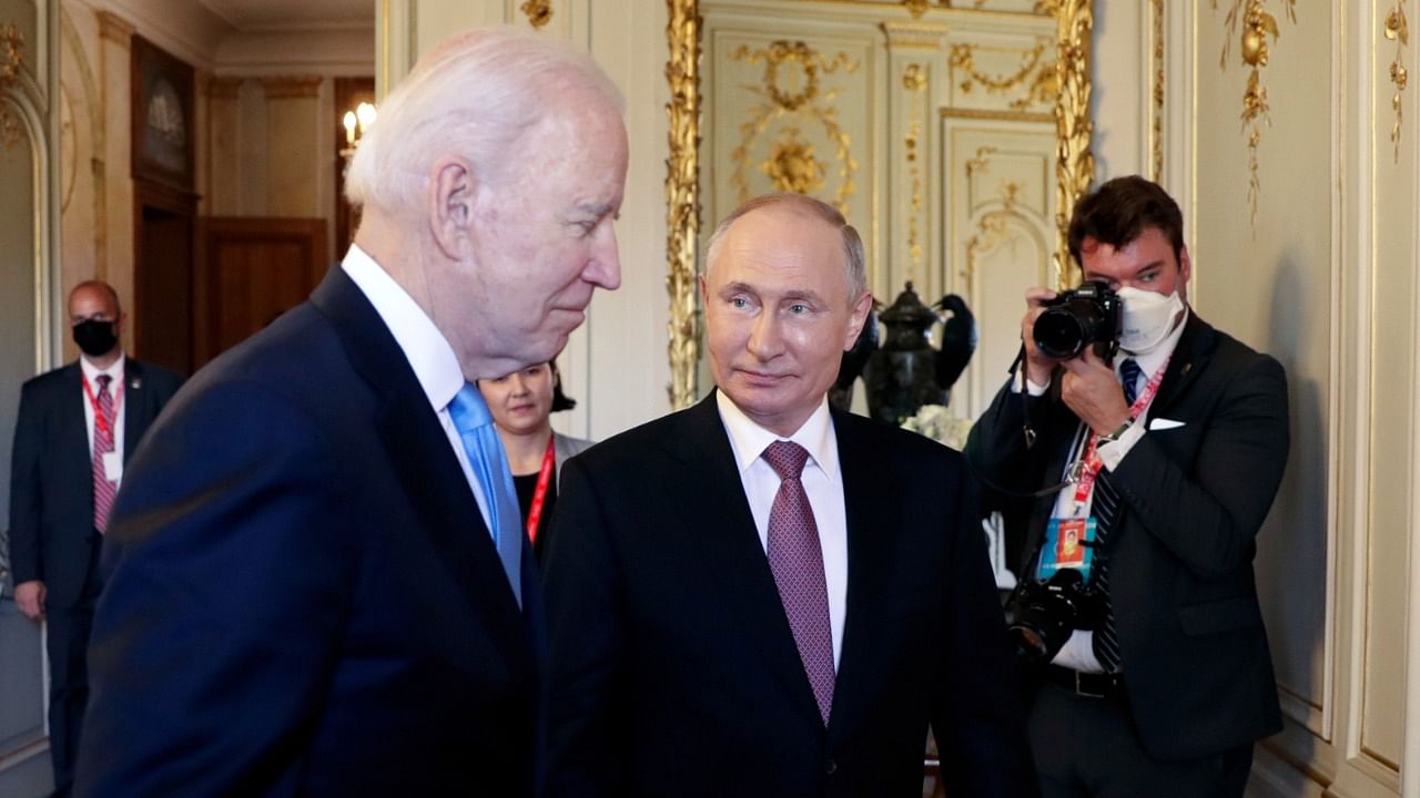 US President Joe Biden and Russia's President Vladimir Putin. Credit: Reuters Photo