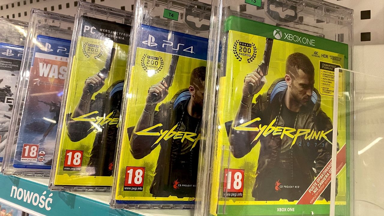 Boxes with CD Projekt's game Cyberpunk 2077 are displayed in Warsaw. Credit: Reuters file photo