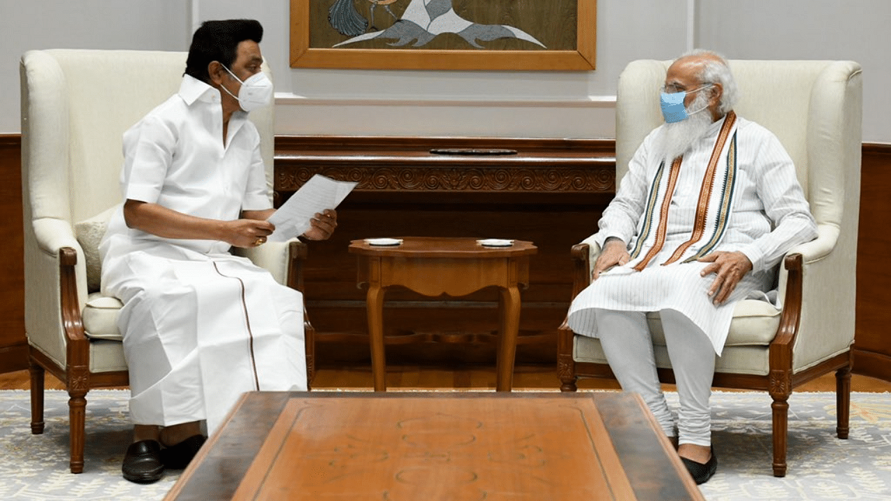 MK Stalin (L) with Prime Minister Narendra Modi. Credit: Special Arrangement