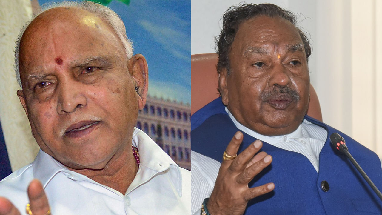 Karnataka CM B S Yediyurappa (L) and K S Eswharappa. Credit: PTI/DH file photos
