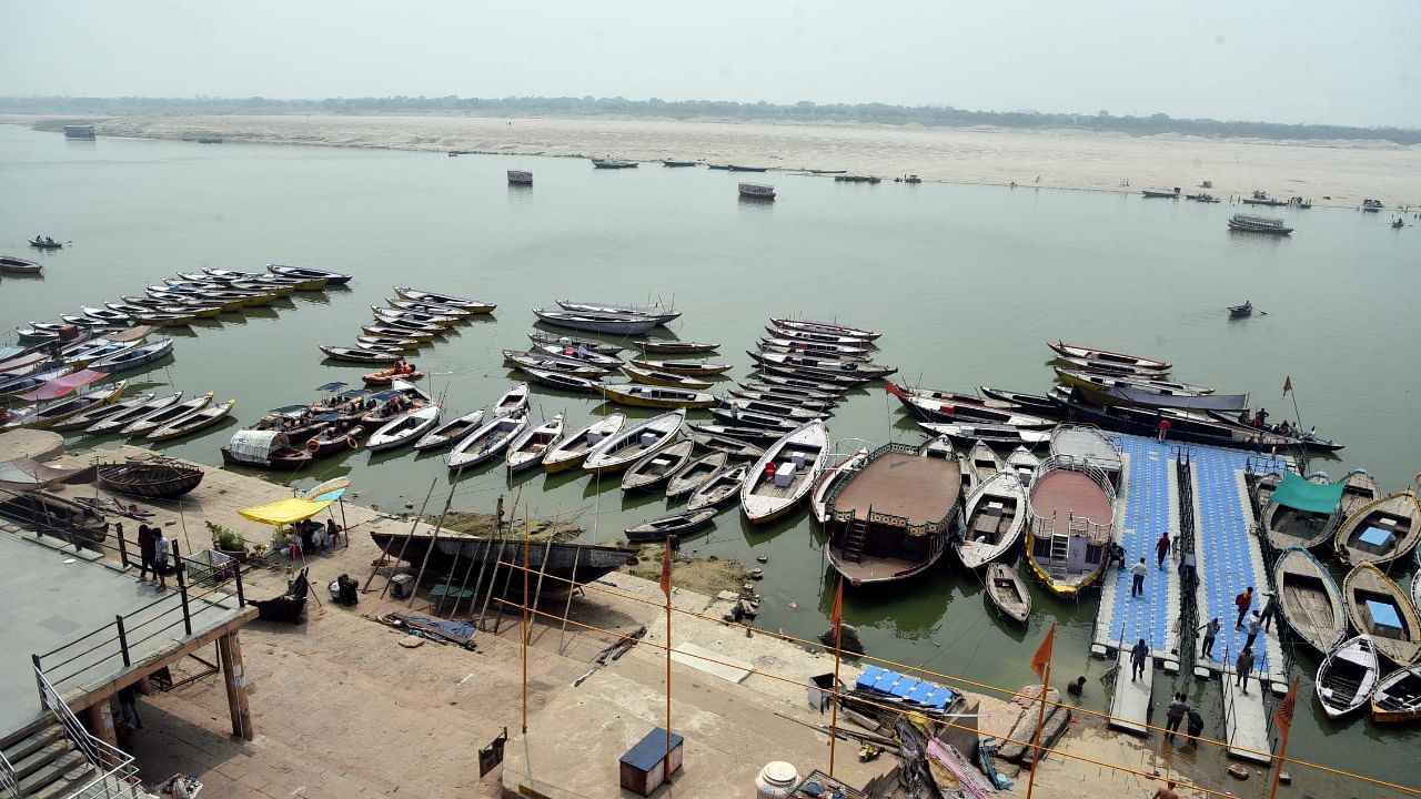 A view of a harbour in Varanasi along River Ganga. Credit: PTI Photo