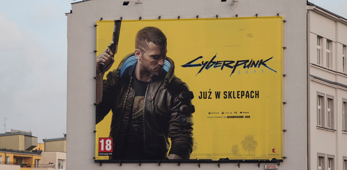 Billboard displays an advertisement for the Cyberpunk 2077 video game by CD Projekt in Gdynia, Poland. Credit: Reuters Photo