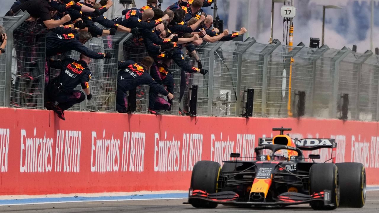 Verstappen has 131 points to Hamilton's 119 after seven races. Credit: AP Photo