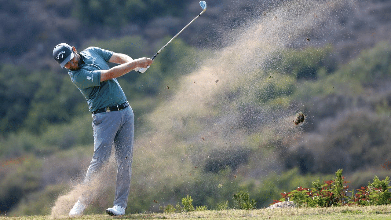 Brandon Grace of South Africa hits a second shot on the 17th hole during the third round of the 2021 US Open at Torrey Pines Golf Course (South Course) on June 19, 2021, in San Diego, California. Credit: AFP Photo