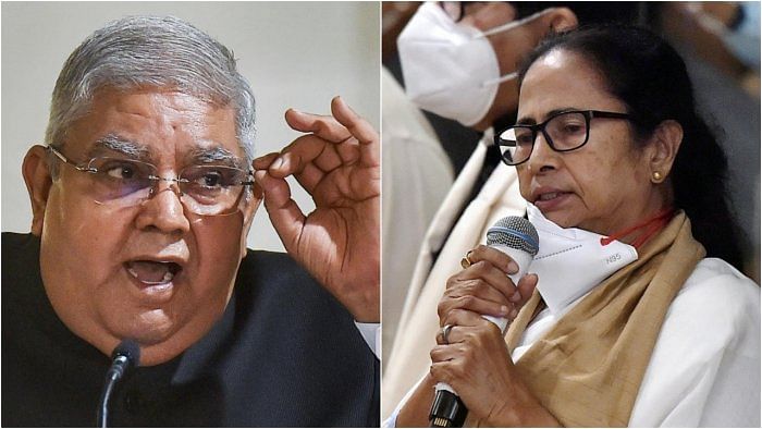 West Bengal Governor Jagdeep Dhankhar and CM Mamata Banerjee. Credit: PTI File Photo