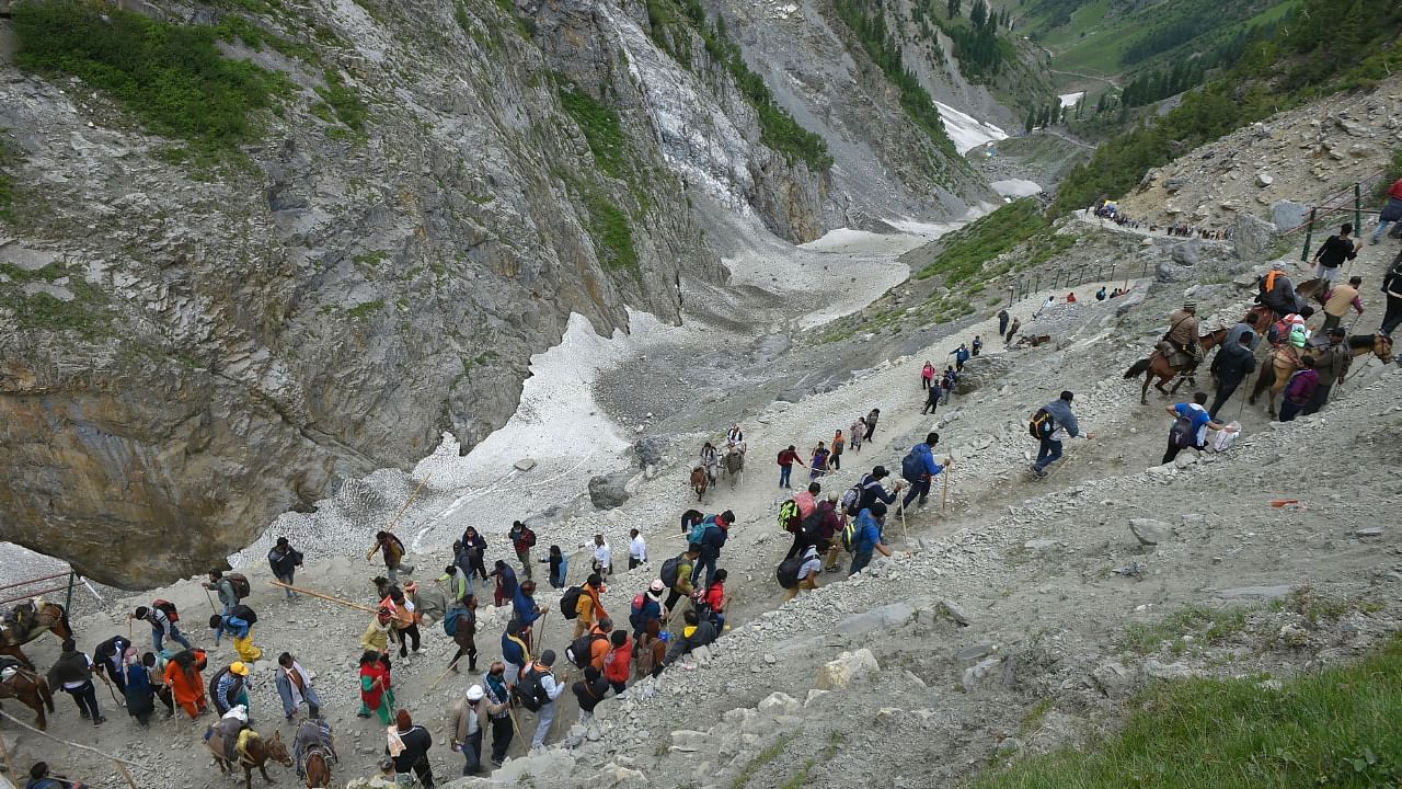 Devotees on their way to the holy shrine of Amarnath in 2019. Credit: PTI File Photo