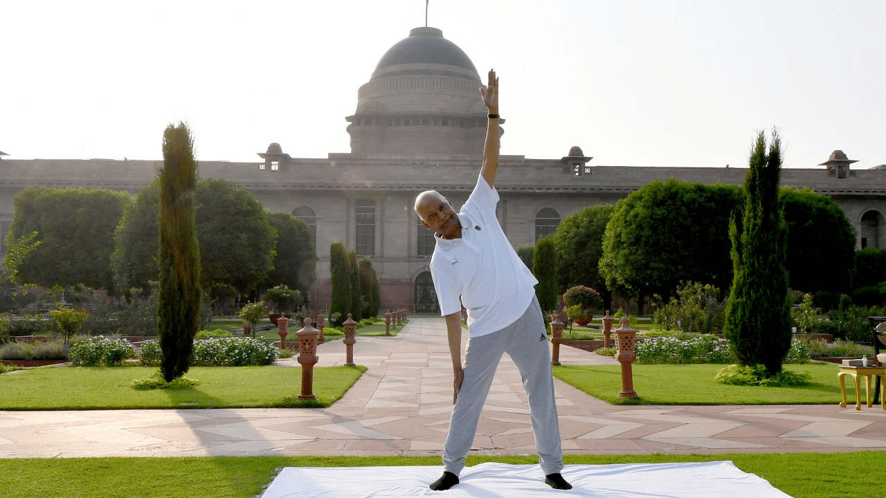 The President said yoga is one of India's greatest gifts to the world. Credit: Twitter/@rashtrapatibhvn