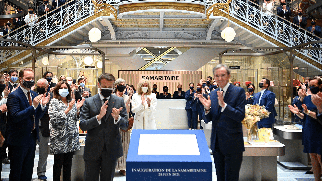 A ceremony marking Paris' Iconic department store 'La Samaritaine' reopening after 16 years of closure, on June 21, 2021 in Paris. Credit: AFP Photo