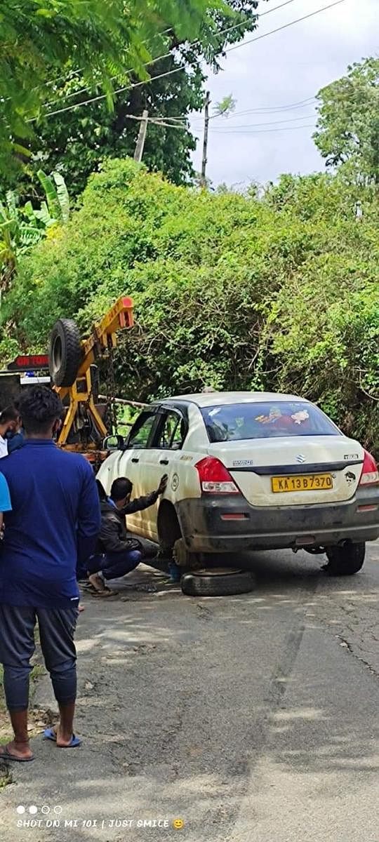 The car belonging to the miscreants was towed away by the police. Credit: special arrangement