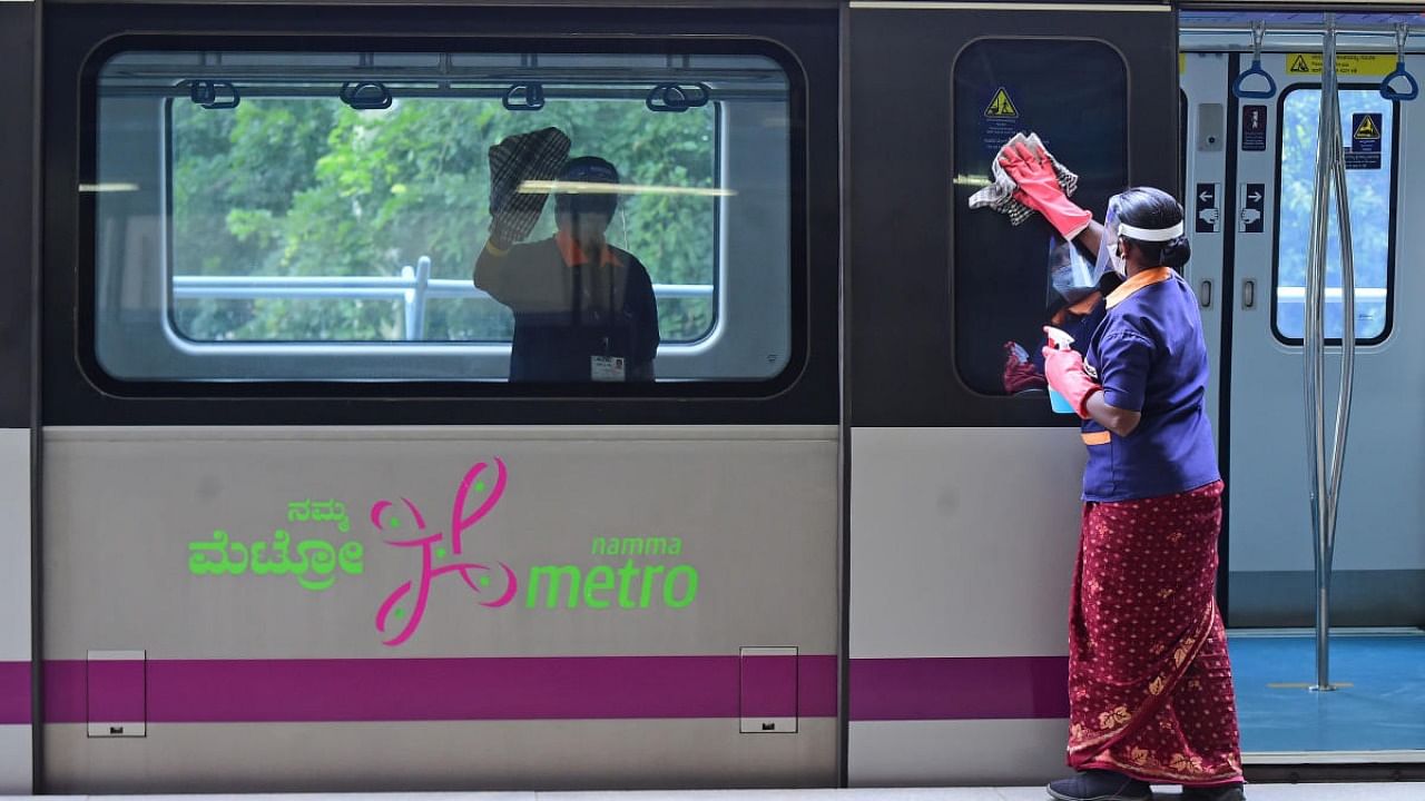 Metro operations were halted during the lockdown period in the first and second waves, which drastically affected revenue from passenger travel. Credit: DH file photo