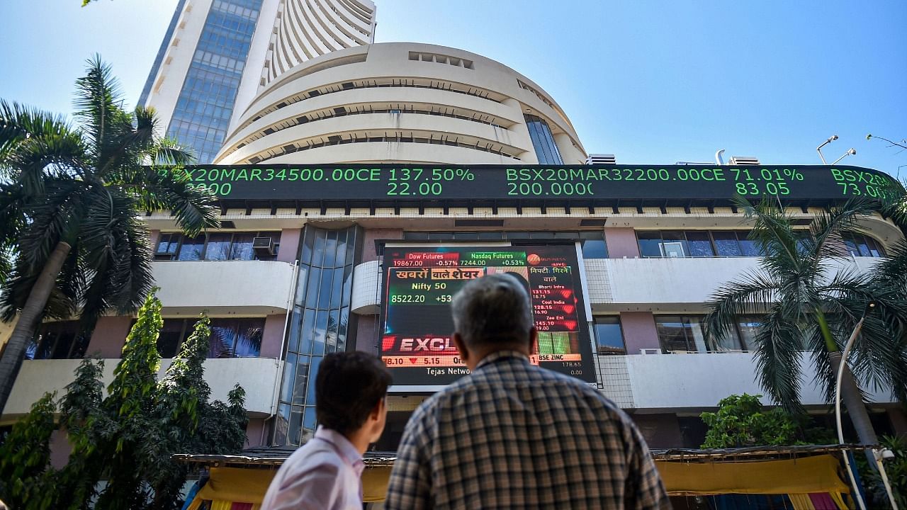 The 30-share BSE index ended 282.63 points or 0.54 per cent lower at 52,306.08. Credit: PTI File Photo