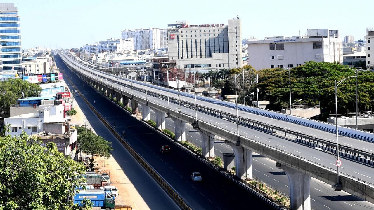 The Electronics City expressway is one of the longest flyovers in Bengaluru. Credit: DH file photo