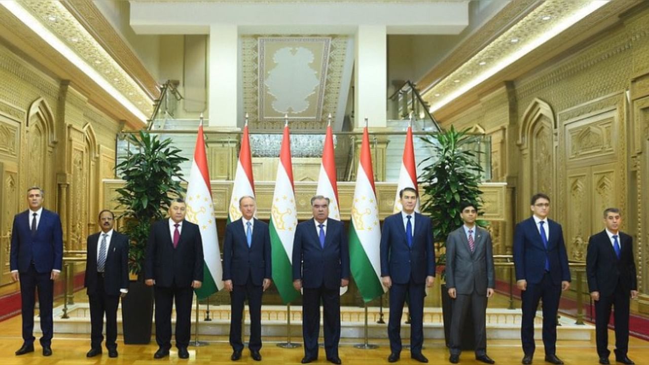 Doval is in Tajikistan's capital Dushanbe for the Shanghai Cooperation Organisation (SCO) meeting of national security chiefs. Credit: Twitter/@IndEmbDushanbe