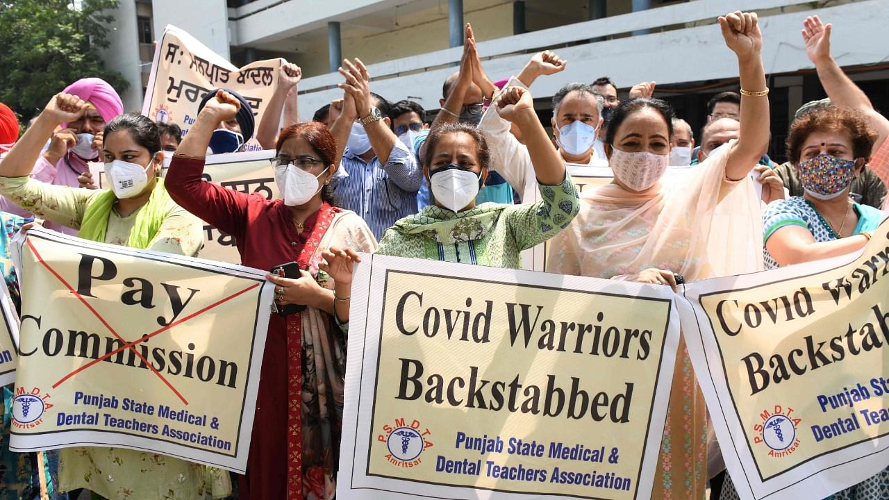 The strike call was given by the Joint Punjab Government Doctors Coordination Committee. Credit: AFP Photo