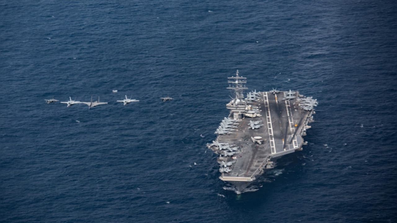 The drill included an anti-submarine exercise, aerial exercises, like dissimilar aircraft combat training, detect-to-engage sequence, helicopter cross-decking and formation maneuvering. Credit: US Navy